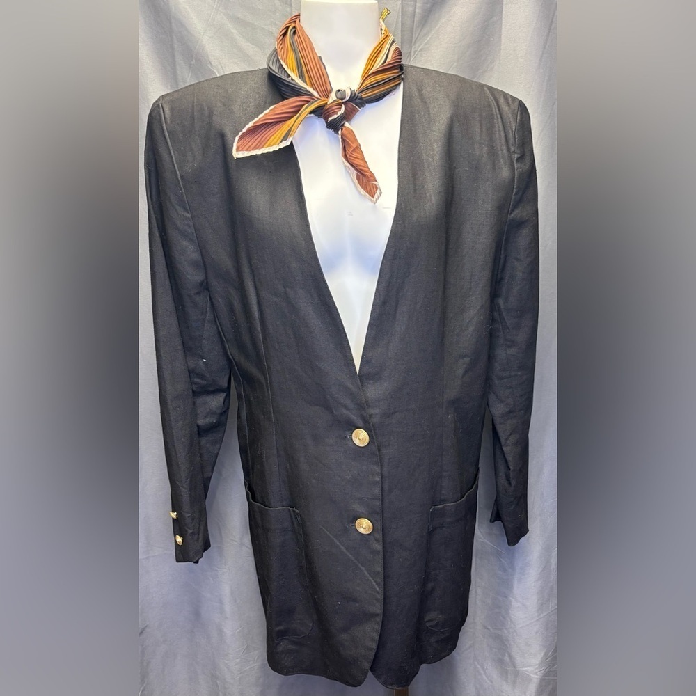 Cervelle Vintage 80s Cervelle Women's No Collar Plunging Neckline Blazer Size L - Picture 1 of 8